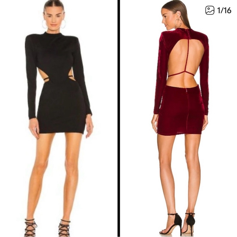 Michael Costello Zola Mini Dress in Burgundy